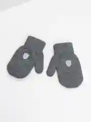 Серый варежки детские, двойные, шерсть, 15 р, 7-8 лет