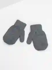 Серый варежки детские, двойные, шерсть, 15 р, 7-8 лет