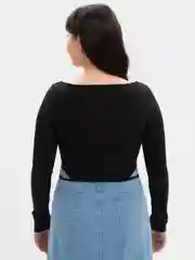 Черный топ женский, с длинными рукавами