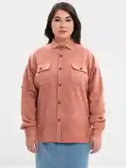 Коралловый меланж рубашка женская замшевая теплая