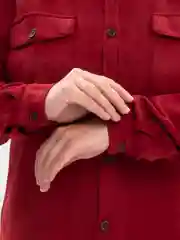 Алый рубашка женская замшевая теплая