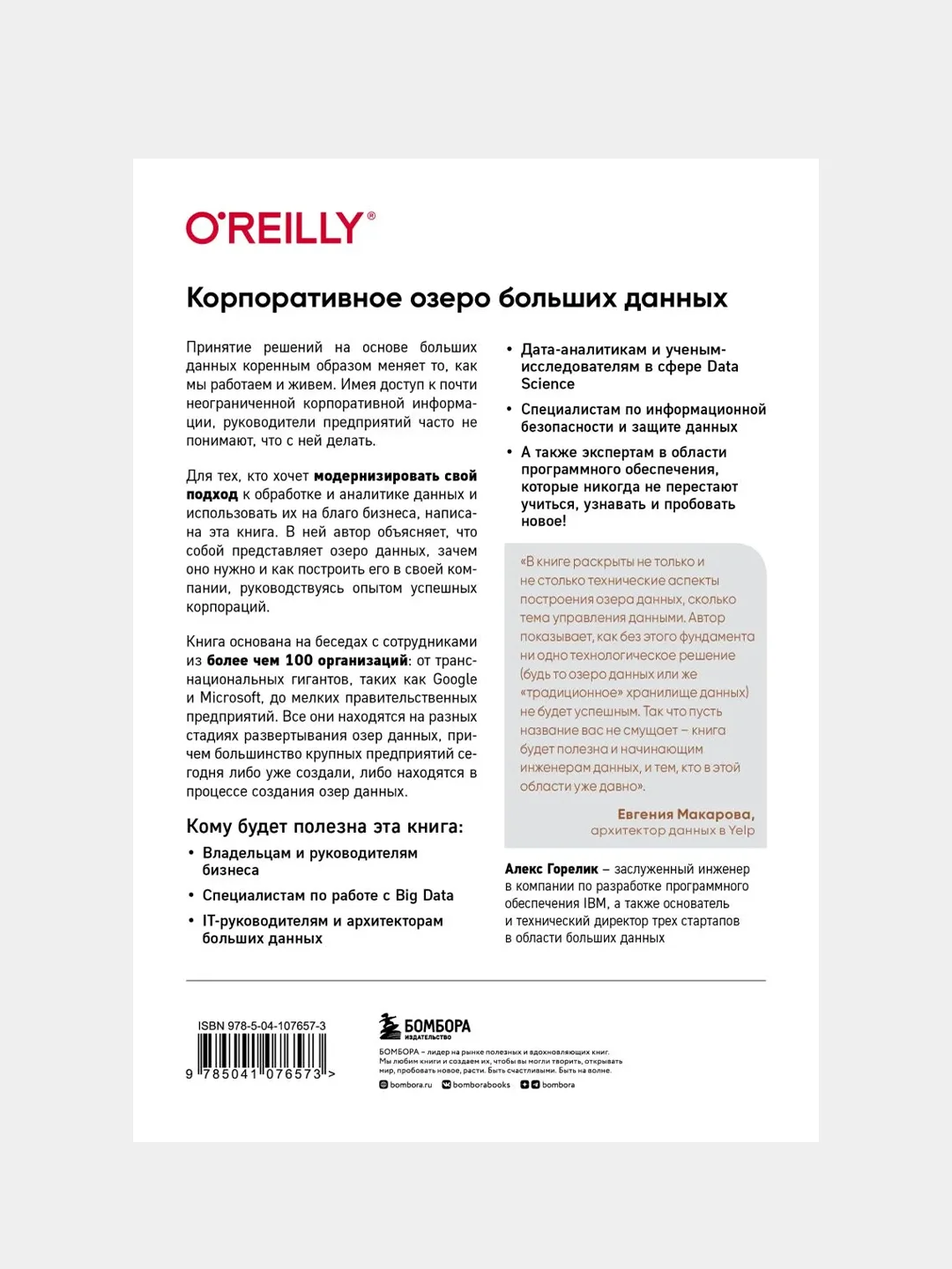 Корпоративное озеро больших данных, Алекс Горелик