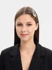 Белый заколка-зажим со стразами, для волос