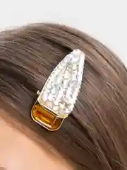 Серебряный заколка-зажим со стразами, для волос
