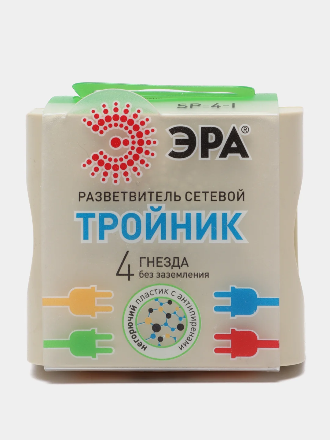 Белый тройник 4гн, без заземления / ЭРА SP-4-I
