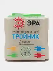 Белый тройник 4гн, без заземления / ЭРА SP-4-I