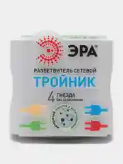 Белый тройник 4гн, без заземления / ЭРА SP-4-I
