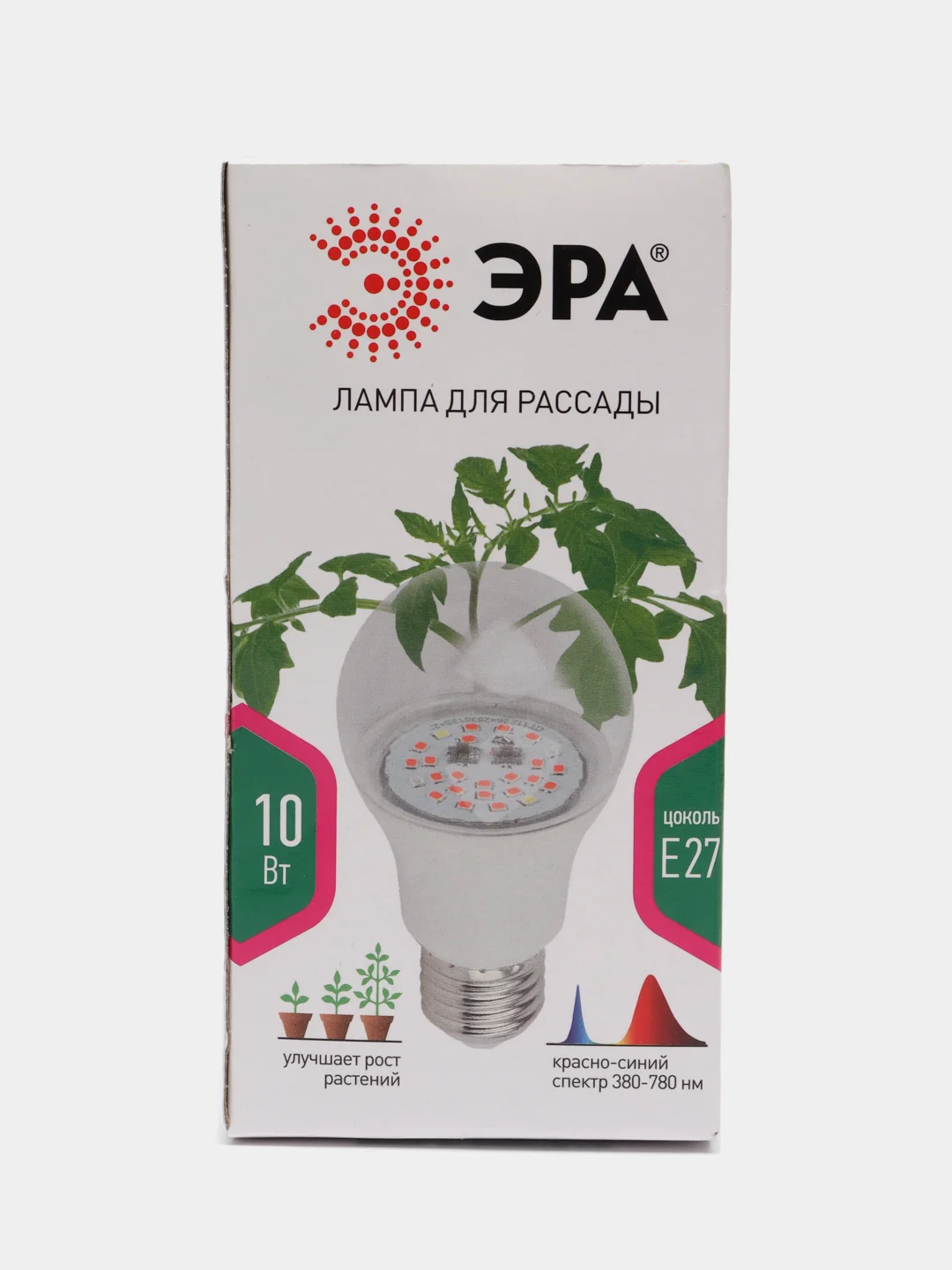 Фито Лампа тип цоколя E27  ЭРА FITO-10W-RB-E27