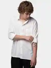 Белый trendd / Рубашка базовая Unisex прямая c длинным рукавом