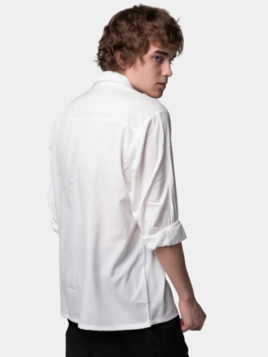 Белый trendd / Рубашка базовая Unisex прямая c длинным рукавом