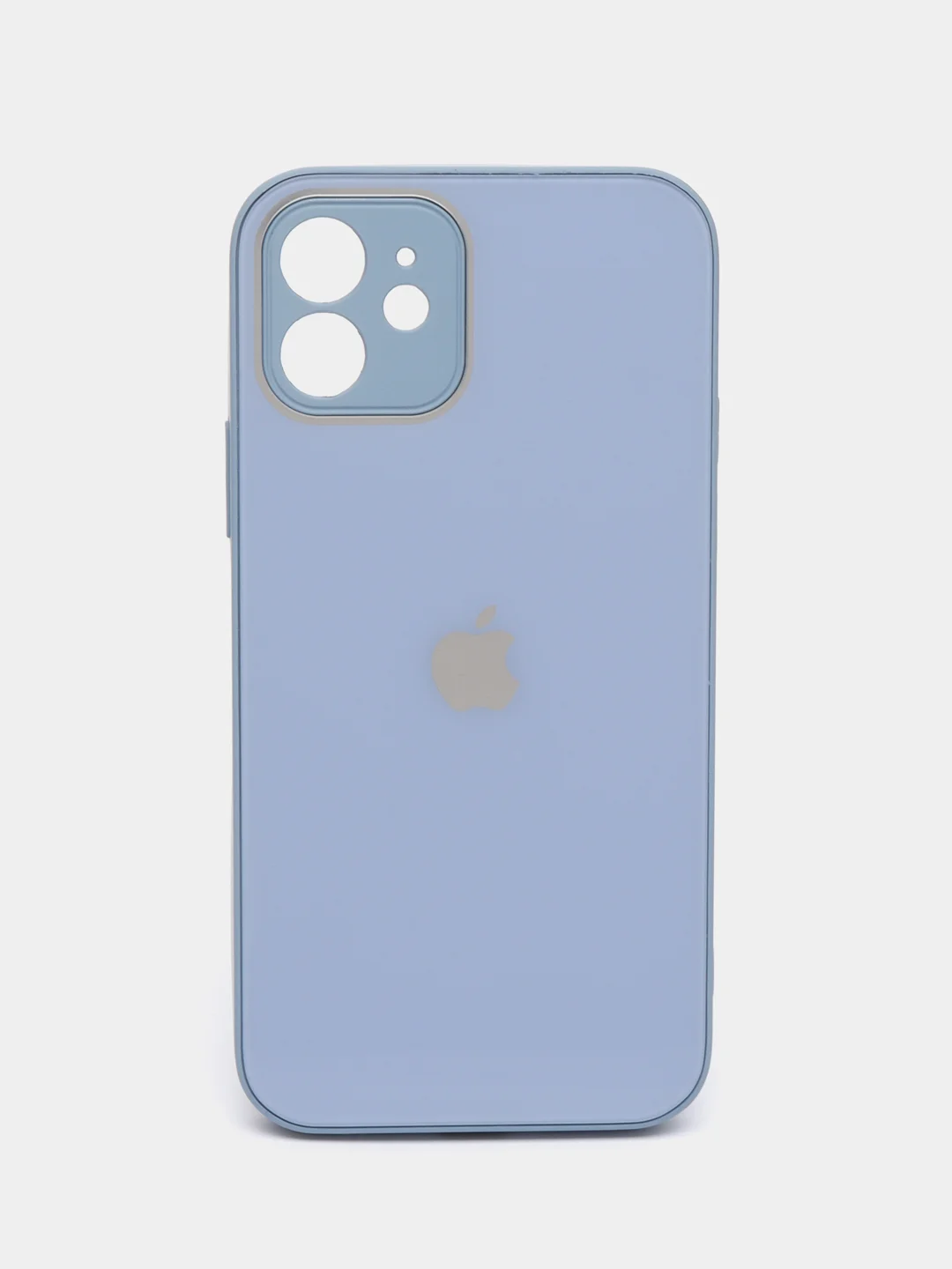 Небесно-голубой чехол силиконовый для iPhone 12, со стеклянной панелью