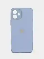 Небесно-голубой чехол силиконовый для iPhone 12, со стеклянной панелью