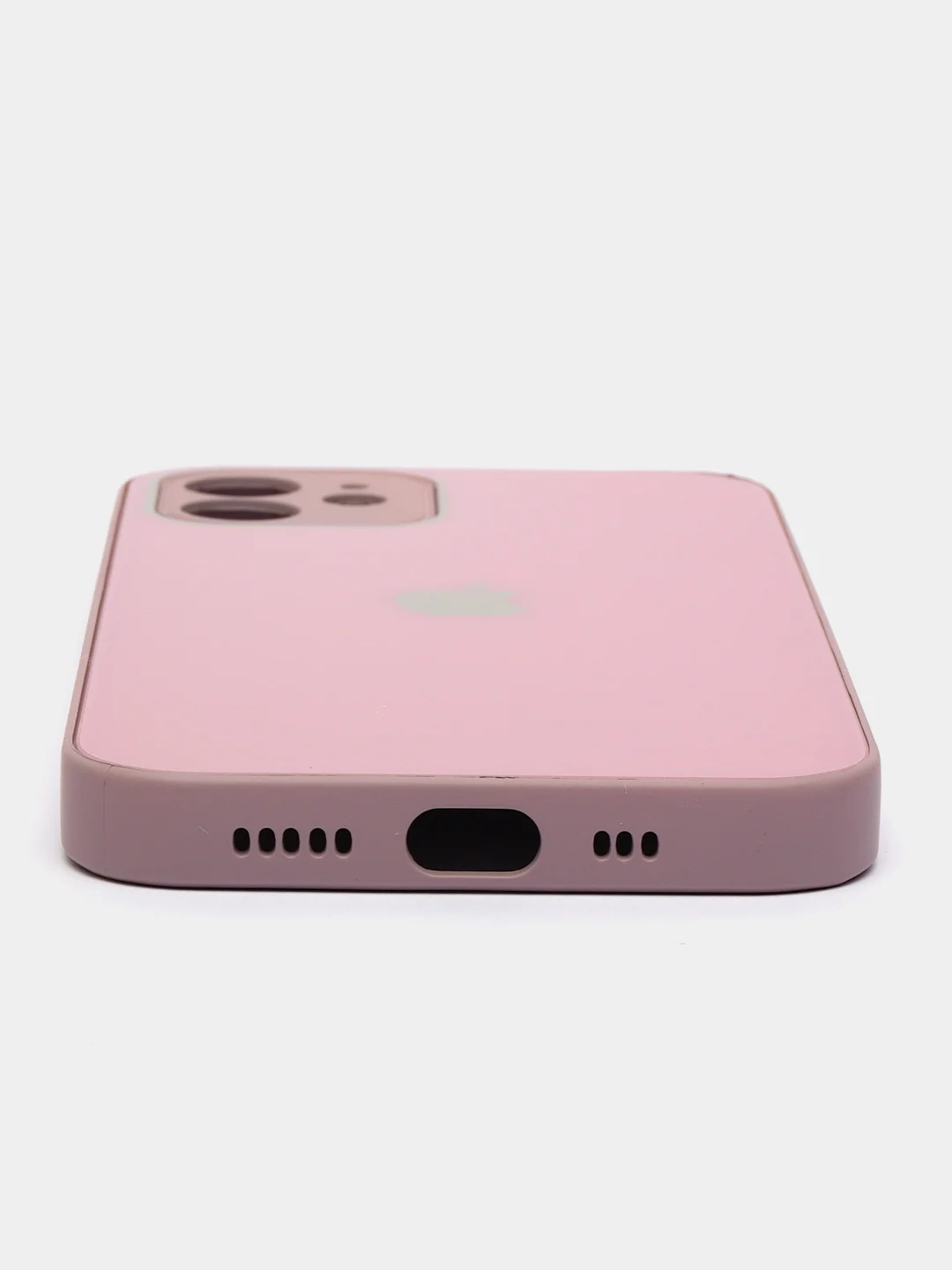 Сиреневый чехол силиконовый для iPhone 12, со стеклянной панелью