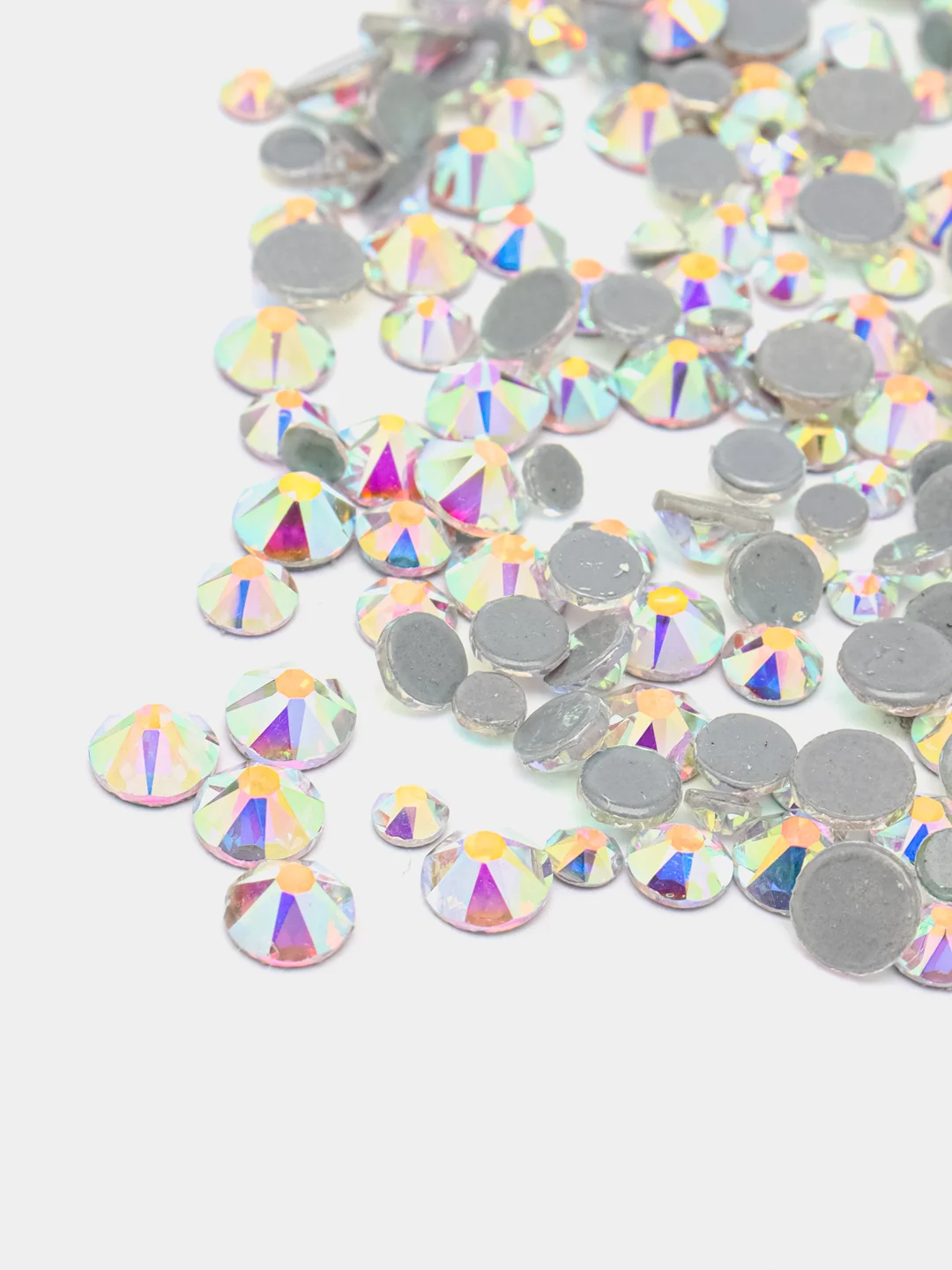 Стразы стеклянные Crystal AB, горячей фиксации