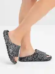 Черный шлепки домашние женские, на толстой подошве, летние