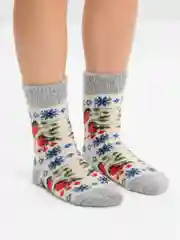 Синий носки шерстяные тёплые зимние новогодние женские мужские,