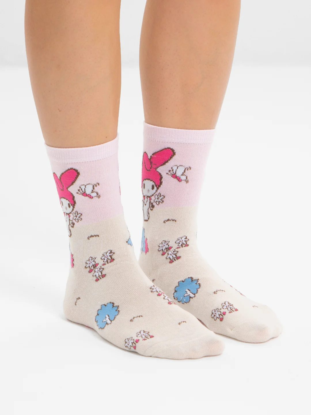 Белый высокие носки с принтом Куроми, Мелоди, Hello Kitty, носки с рисунком, мужские, женские