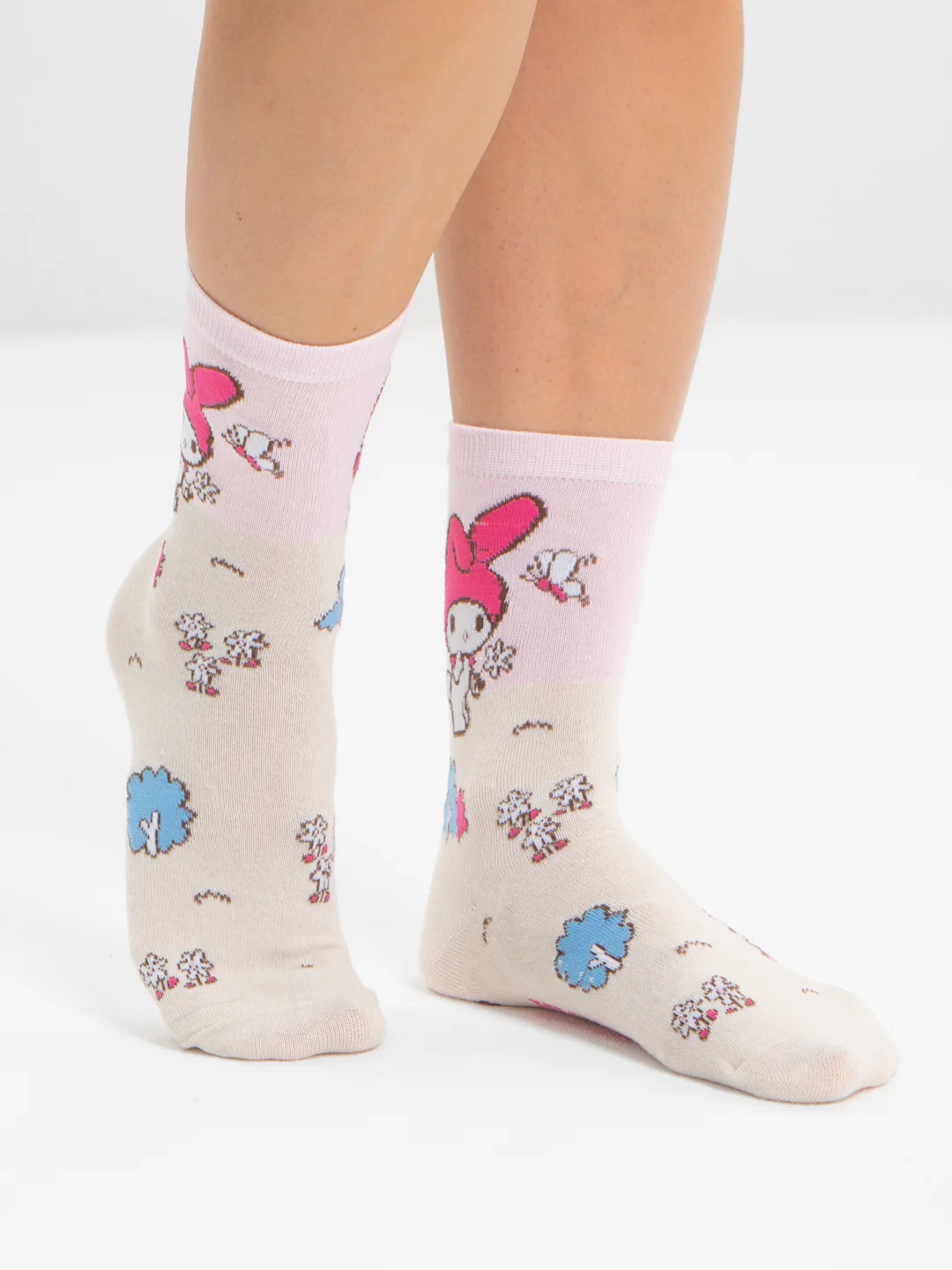 Белый высокие носки с принтом Куроми, Мелоди, Hello Kitty, носки с рисунком, мужские, женские