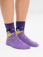 Фиолетовый высокие носки с принтом Куроми, Мелоди, Hello Kitty, носки с рисунком, мужские, женские