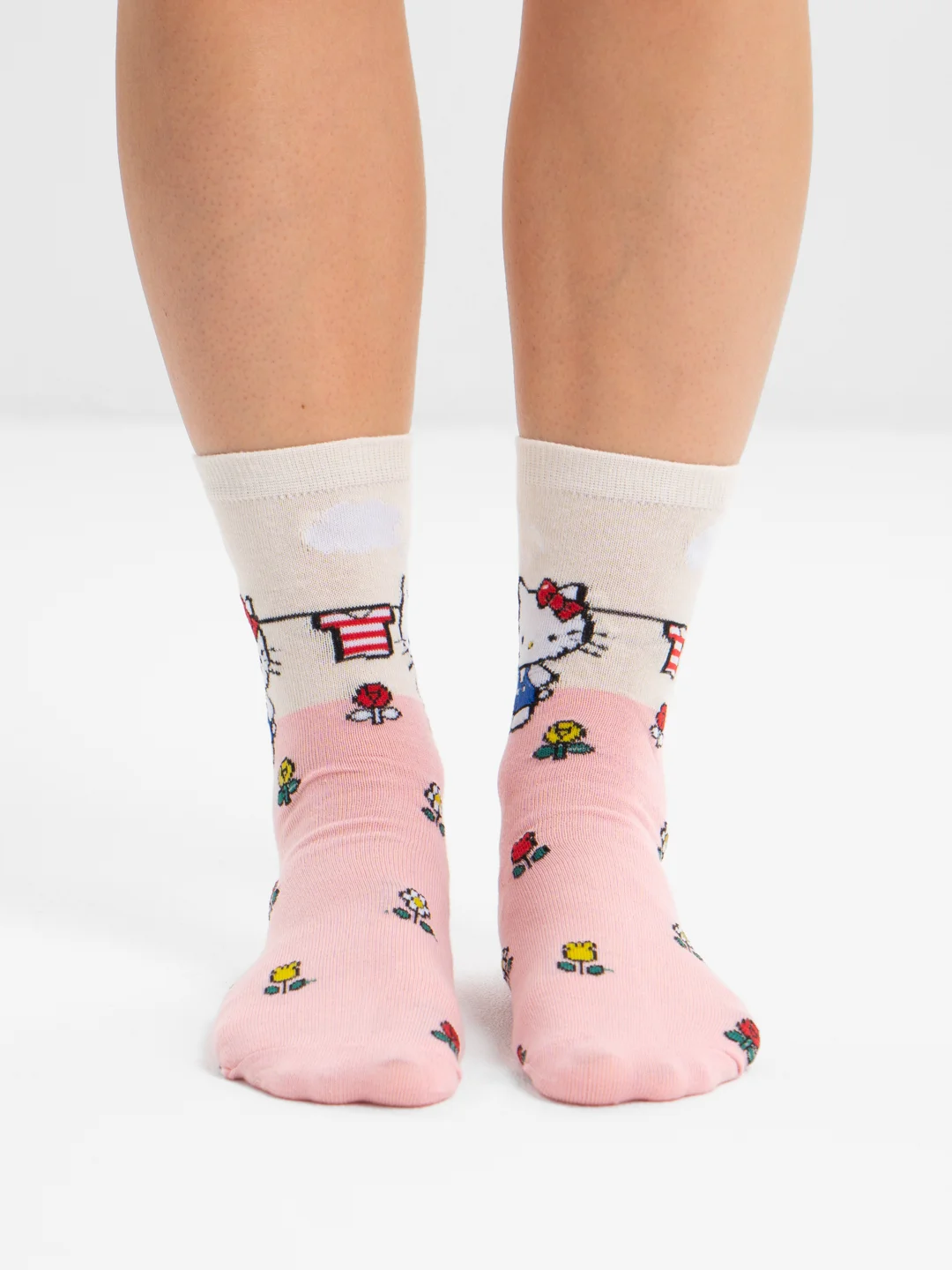Розовый высокие носки с принтом Куроми, Мелоди, Hello Kitty, носки с рисунком, мужские, женские