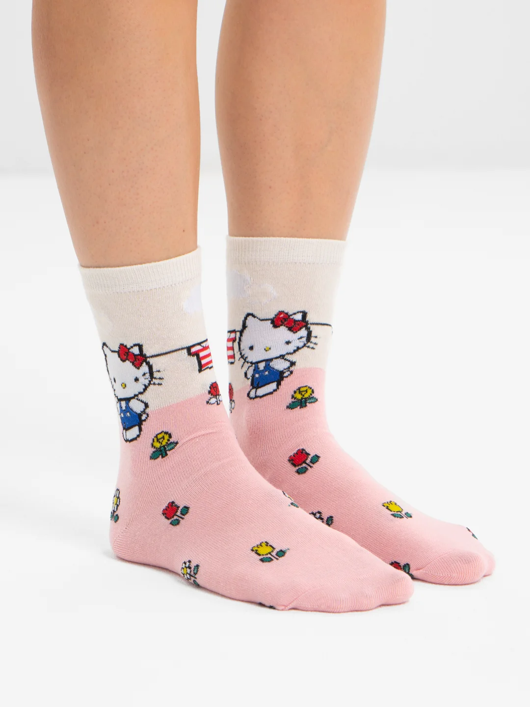 Розовый высокие носки с принтом Куроми, Мелоди, Hello Kitty, носки с рисунком, мужские, женские