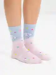 Голубой высокие носки с принтом Куроми, Мелоди, Hello Kitty, носки с рисунком, мужские, женские