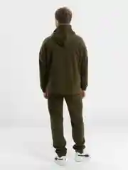 Зелёный хаки костюм мужской, трехнитка, на флисе, с капюшоном