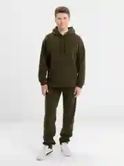 Зелёный хаки костюм мужской, трехнитка, на флисе, с капюшоном