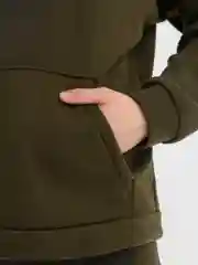 Зелёный хаки костюм мужской, трехнитка, на флисе, с капюшоном
