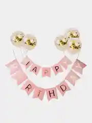 Розовый гирлянда-растяжка Happy Birthday (С днем рождения), набор шаров