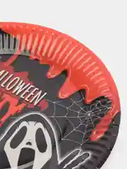 Алый тарелки однаразовые бумажные на Хэллоуин, Halloween party, набор 6 шт, декор на хэллоуин