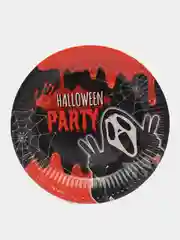 Алый тарелки однаразовые бумажные на Хэллоуин, Halloween party, набор 6 шт, декор на хэллоуин