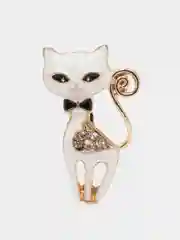 Белый брошь "Кошка, котик"