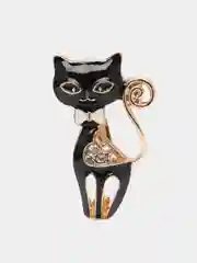 Черный брошь "Кошка, котик"