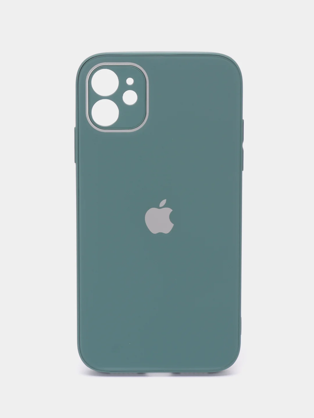 Зеленый чехол силиконовый для iPhone 11, со стеклянной панелью, с защитой для камеры