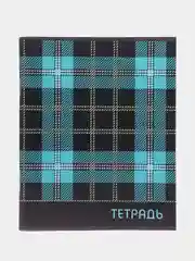 Голубой тетрадь, 96 листов в клетку, "Шотландка", серые листы