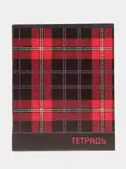Красный тетрадь, 96 листов в клетку, "Шотландка", серые листы