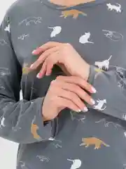 Черный пижама женская со штанами, домашний костюм с брюками/шортами, рисунок "Кошки", "Котята"