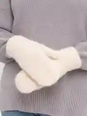 Кремовый варежки женские, зимние двухслойные теплые с начесом