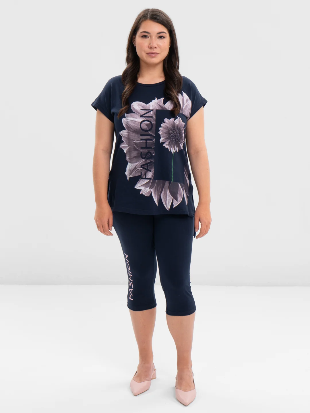 Темно-синий руся / Костюм с бриджами - FASHION flower - 397 - т-синий