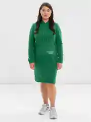 Лесной зеленый женское платье, утепленное, на флисе, платье-худи