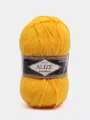 Желтый пряжа Alize Lanagold, 49% шерсть, 51% акрил, 100 г, 240 м