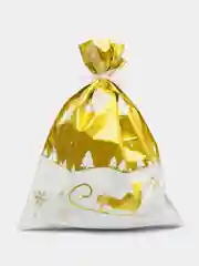 Светло-жёлтый мешочки новогодние плотные,пакет мешок подарочный большой