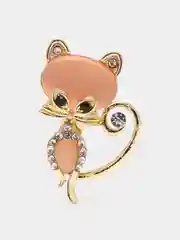 Розовый брошь с опаловым камнем "Кошка"