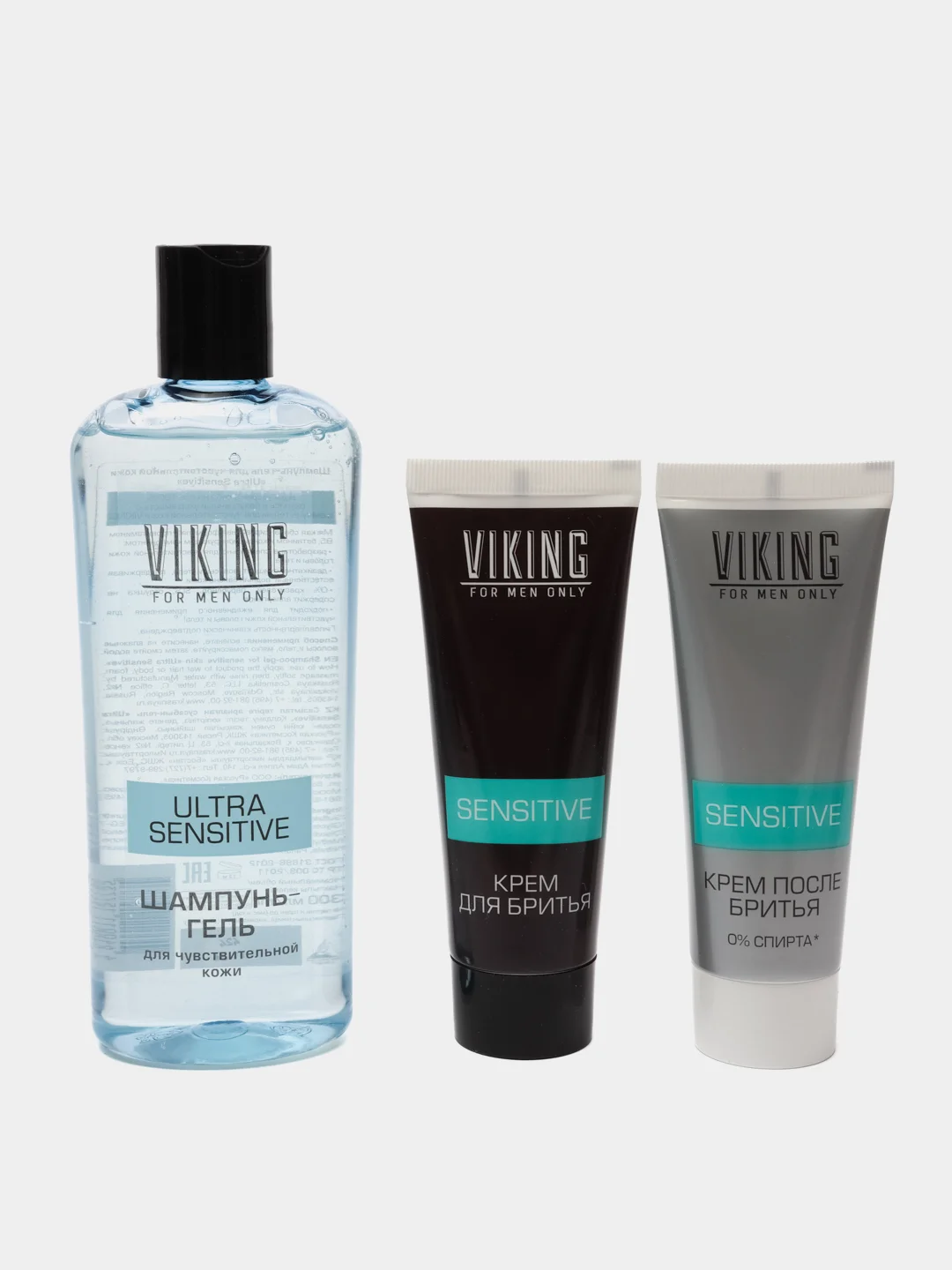 Набор Viking Sensitive: шампунь-гель, крем для бритья и крем после бритья