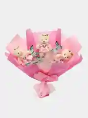Розовый букет из мягких игрушек и бабочек, светящийся, подарок