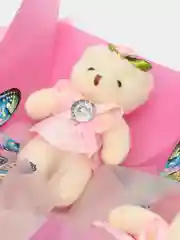 Розовый букет из мягких игрушек и бабочек, светящийся, подарок