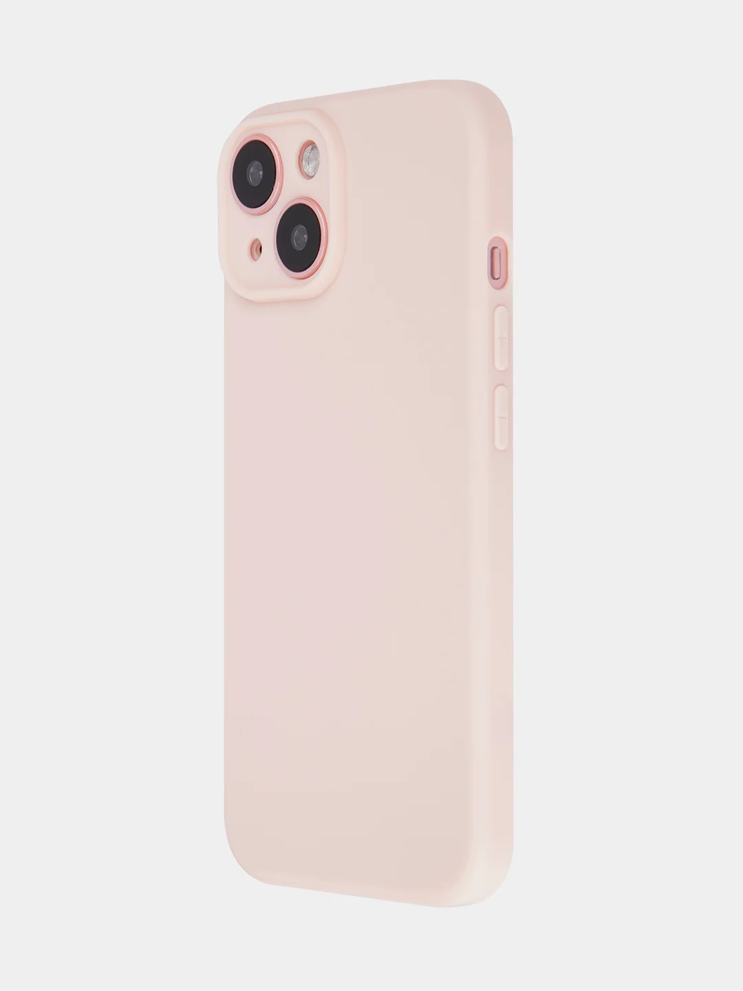 Пудровый чехол + стекло для iPhone 15 силиконовый ROSCO матовый тонкий с бортиком- защитой камер