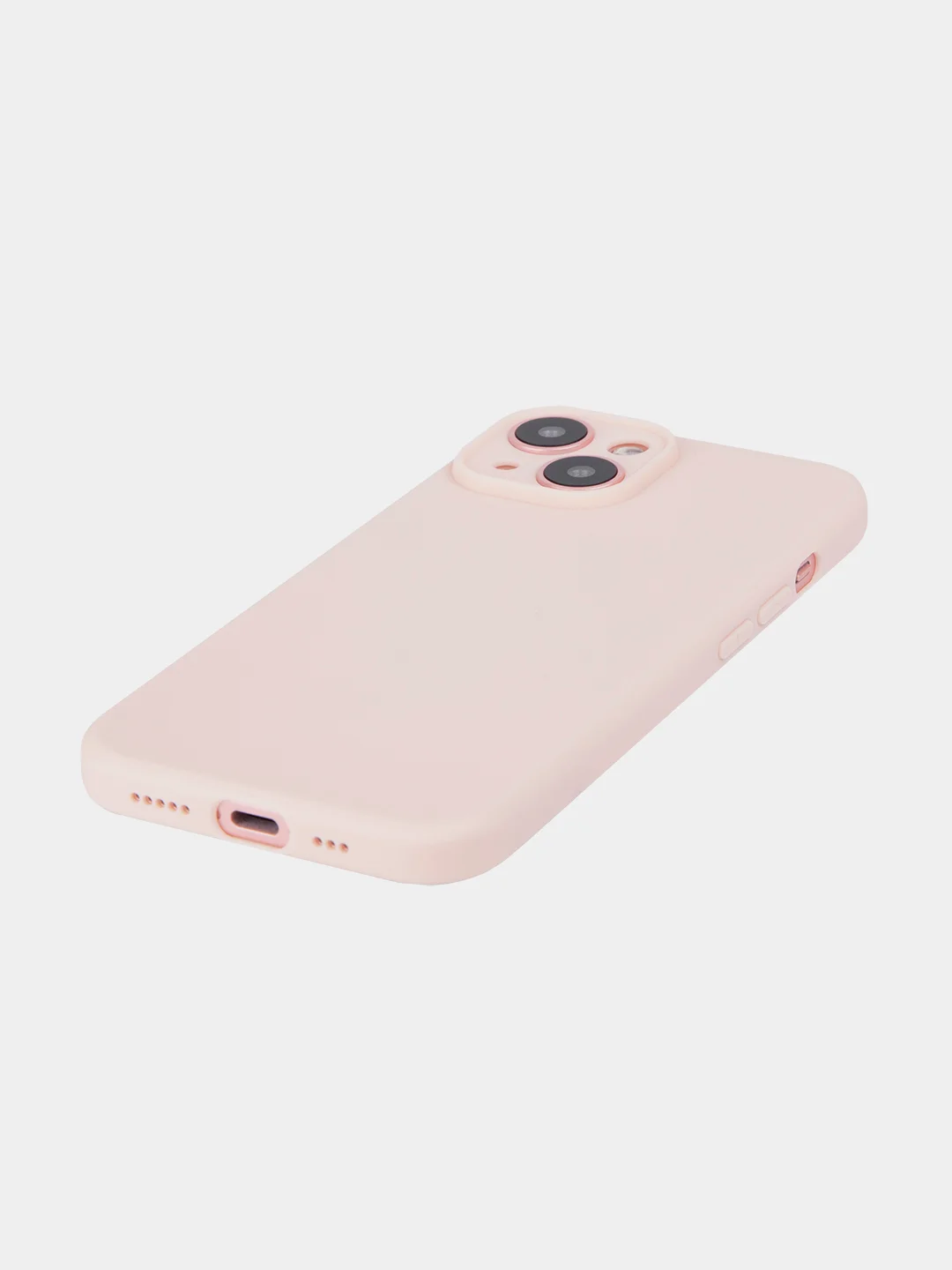 Пудровый чехол + стекло для iPhone 15 силиконовый ROSCO матовый тонкий с бортиком- защитой камер