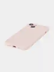 Пудровый чехол + стекло для iPhone 15 силиконовый ROSCO матовый тонкий с бортиком- защитой камер